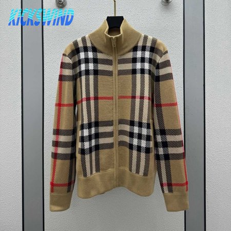Classic Plaid Turtleneck Cardigan Sweater