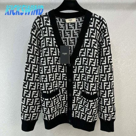 Fendi Knitting Cardigan Sweater Black