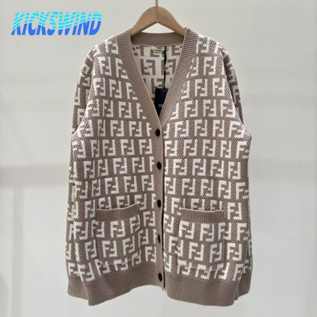 Fendi Knitting Cardigan Sweater Brown