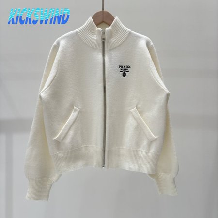 Prada Turtleneck Zip-up Wool Coat