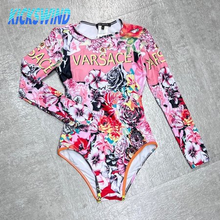 Versace Pink Rose One-Piece Swimsuit