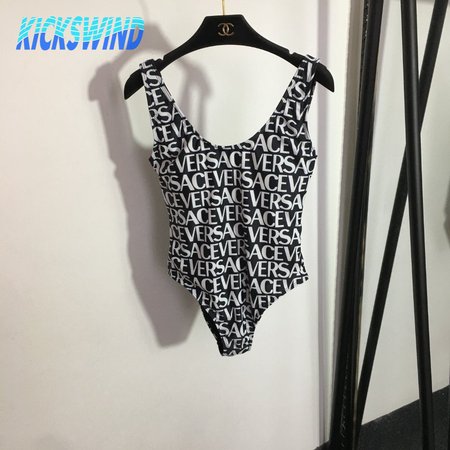 Versace Monogram-Printed Backless One-Piece Swimsuit