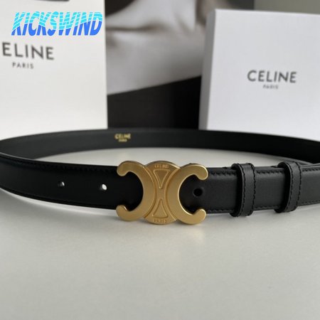 Celine Triomphe Arc De Triomphe Buckle Calfskin Belt 2.5cm