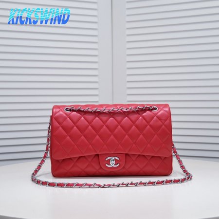 Chanel Classic Double Flap Quilted Jumbo Calfskin Red