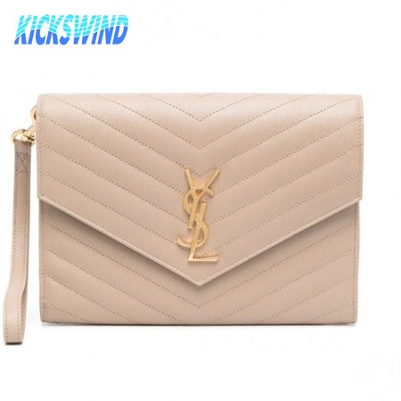 Saint Laurent Cassandre Matelasse Flap Pouch In Quilted Grain De Poudre Embossed Leather