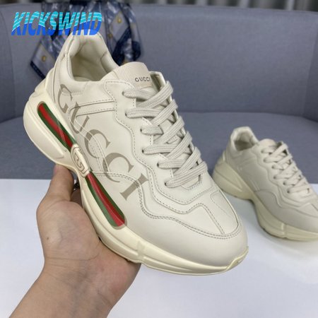 Women's Rhyton Gucci Logo Leather Sneaker