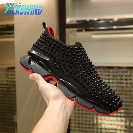Christian Louboutin Spike Sock Black Red Sneaker