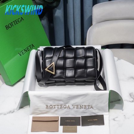 Bottega Veneta Padded Intreccio Cassette Crossbody Bag Black