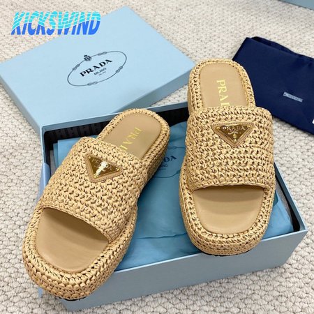 Prada Crochet Flatform Slides