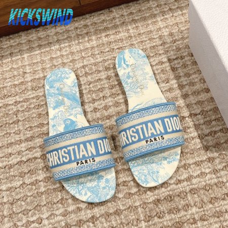 Women Dior Shoes Dior Slides Blue Sandal