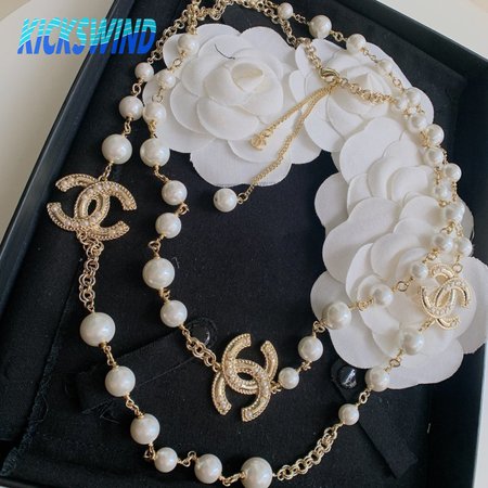 Chanel Gold CC Scatter Pearl Long Necklace