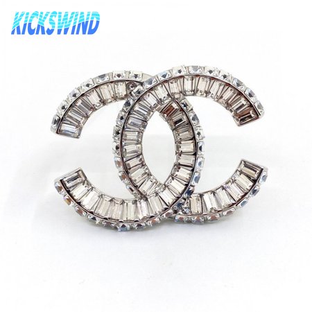 Chanel Strass CC Brooch Silver