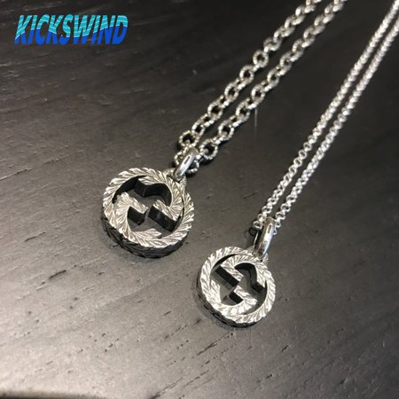 Gucci Interlocking G Sterling Silver Large Pendant Chain Link Necklace