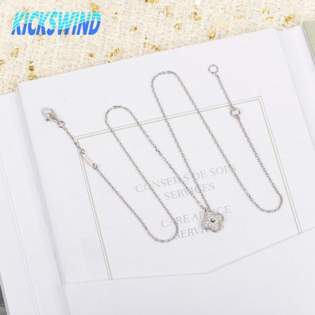 Van Cleef & Arpels 18k White Gold Diamond Pure Alhambra Necklace