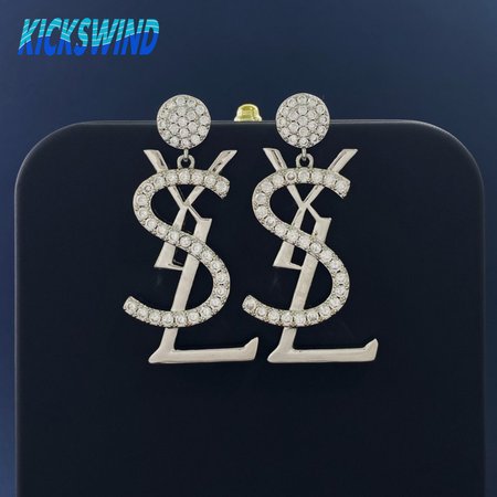 Yves Saint Laurent Ysl Vintage Diamante Logo Dangling