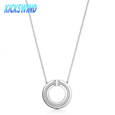 Tiffany T Diamond Circle Pendant in 18k Rose Gold