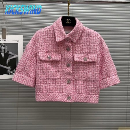 Chanel Short Casual Style Tweed Blended Fabrics Street Style Cotton
