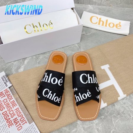 Chloe Woody Black Slide Sandals