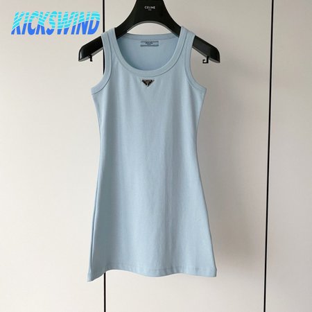 Prada Ribbed Knit Jersey Tank Top