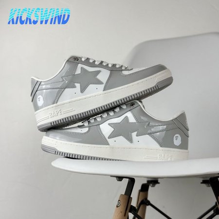 A Bathing Ape Bape Sta Patent Leather White Grey (2023)