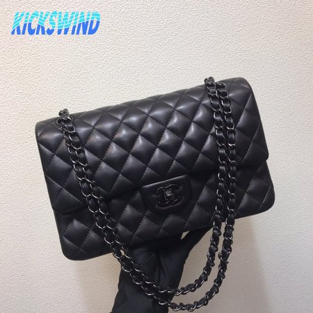 Chanel Classic Handbag Pearly Lambskin & Black-tone Metal Black