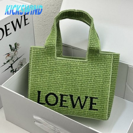 Small LOEWE Font Tote in Raffia