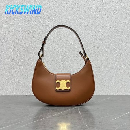 Celine Ava Triomphe Soft Bag In Smooth Calfskin Tan