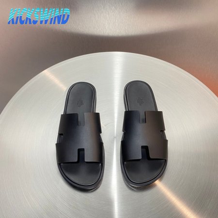 Hermes Izmir Sandal Noir Canvas Calfskin Leather