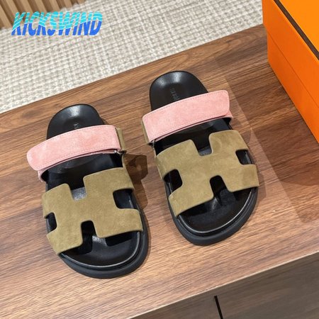 Hermes Suede Goatskin Chypre Sandals