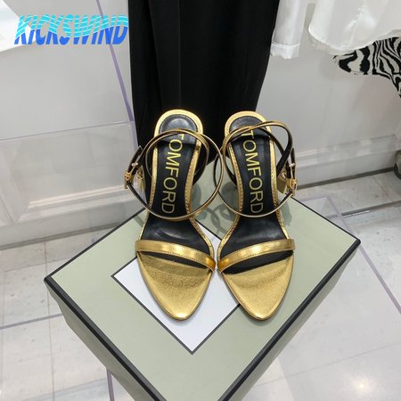 Tom Ford Padlock Metallic Leather Sandals