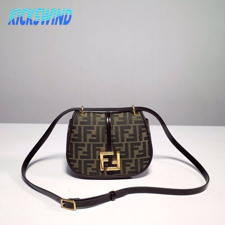 Fendi C Mon Small Brown FF Jacquard Fabric Bag