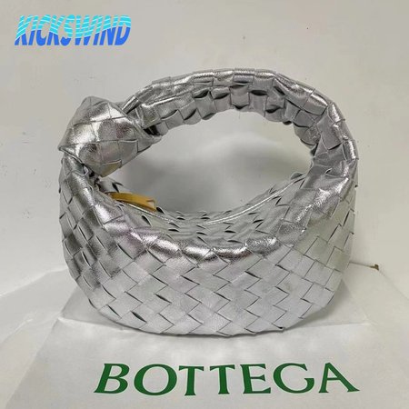 Bottega Veneta Jodie Teen Knotted Intrecciato Mirrored-Leather Tote