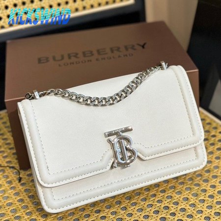 Burberry Leather Small TB Bag White