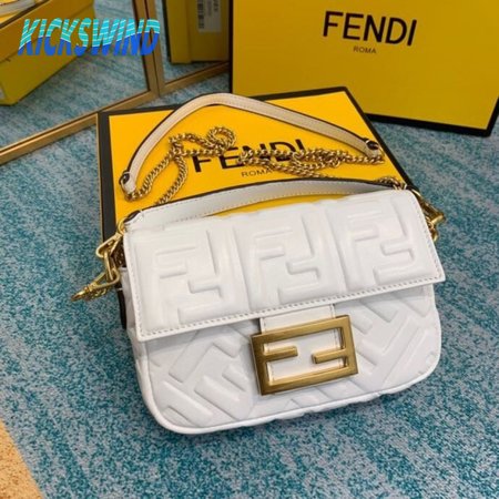 Fendi Baguette Mini White Leather Bag 8BS017A72VF15AO