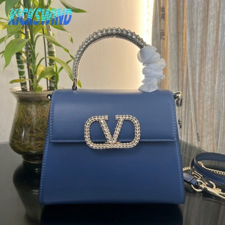 Valentino Small Vsling Calfskin Handbag With Jewel Handle Ultramarine 1W2B0F53NQG_7E1