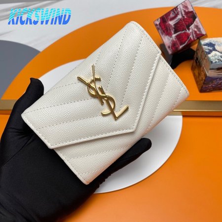 Saint Laurent Cassandre Matelasse Small Envelope Wallet In Grain De Poudre Embossed Leather