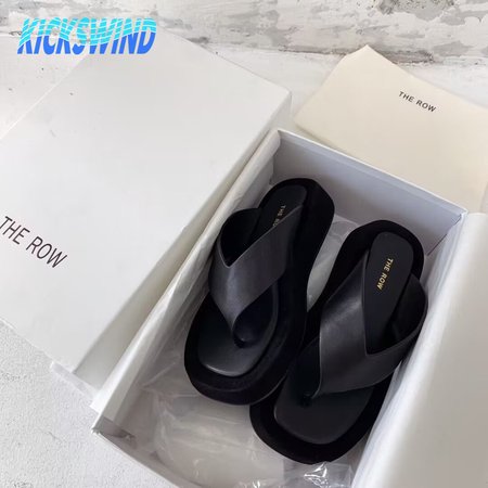 The Row Ginza Suede Sandals Black