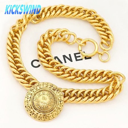 Chanel 31 Rue Cambon CC Coin Charm Choker Necklace 16 Gold Tone