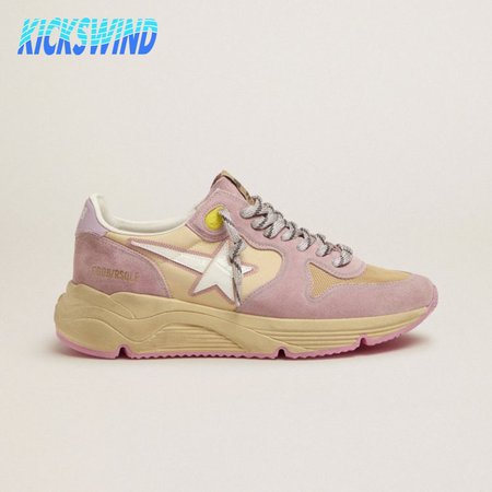 Pastel Pink Running Sole Sneakers With White Star