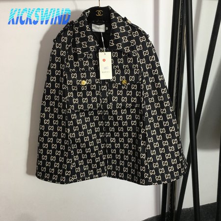 Gucci Double G Letter Print Woolen Cape Coat