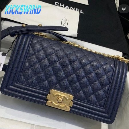 Chanel Boy Navy Blue Caviar Bag