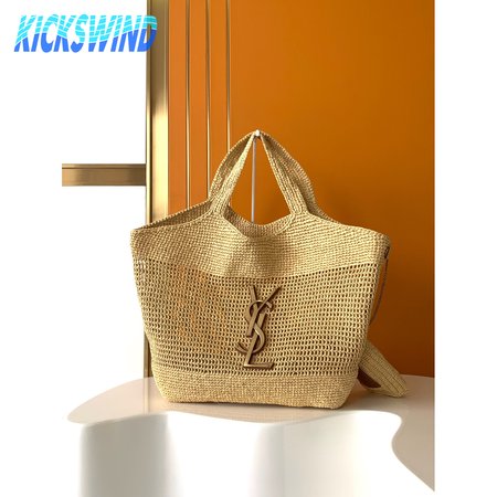 YSL ICARE Maxi Raffia Shopping Bag