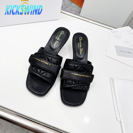 Dio(r)evolution Heeled Slide Black Quilted Cannage Calfskin 35-40