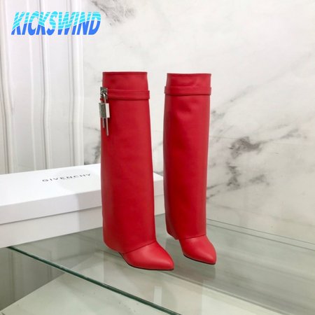 Givenchy Shark Lock Boots In Leather Red 35-39
