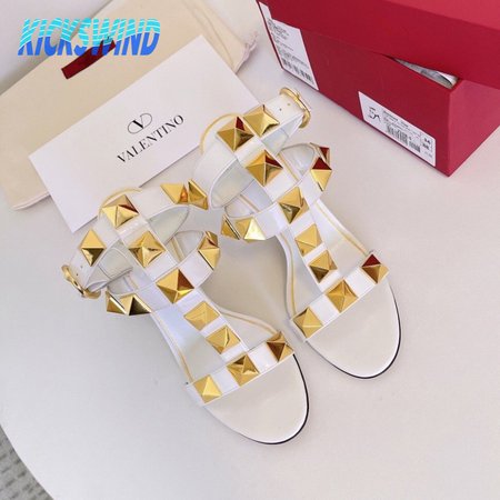 Valentino Roman Stud Calfskin Sandal 100mm White 35-39