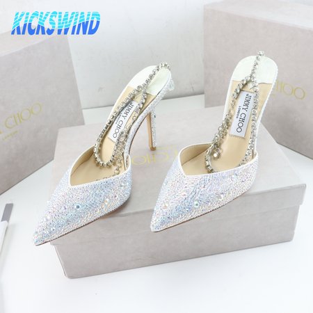 Jimmy Choo Saeda 100 Ivory Satin Pumps 35-39