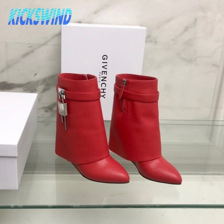 Givenchy Shark Lock Boots In Leather Red 35-39